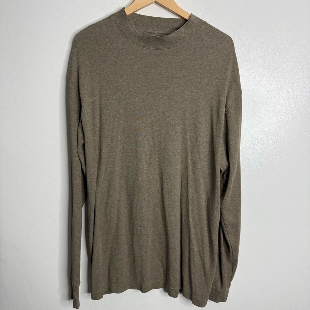 Cutter & Buck Men’s XL Long Sleeve Mock Neck Sweatshirt Tan Stretch